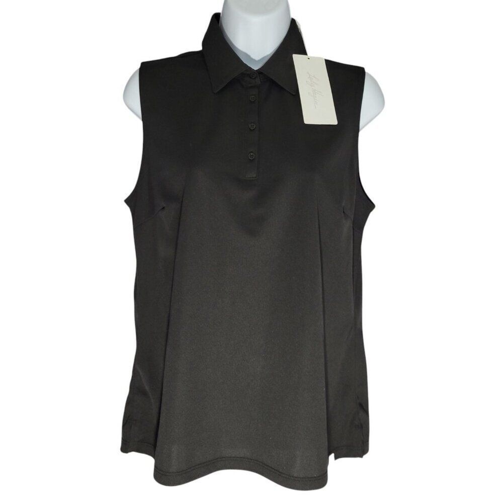 Lady Hagen Golf Polo Shirt‎ Sleeveless Womens Large Black Pickleball Tennis NEW